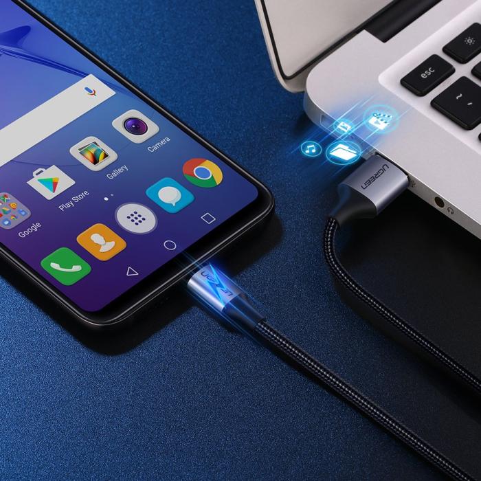 Bild 4, UGREEN Ugreen 2m Micro USB Flätad Nylonkabel - Grå