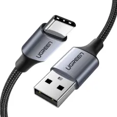UGREEN Ugreen 3A 2m QC3.0 USB-C Fl&auml;tad Nylonkabel - Gr&aring;
