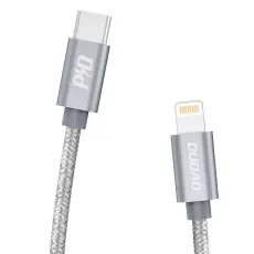 DUDAO Dudao 1m 45W 5A PD Lightning - USB-C Fl&auml;tad Nylon - Gr&aring;
