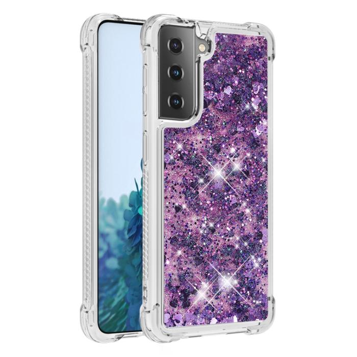 Bild 3,  Samsung Galaxy S21 - Shockproof Quicksand Skal - Lila