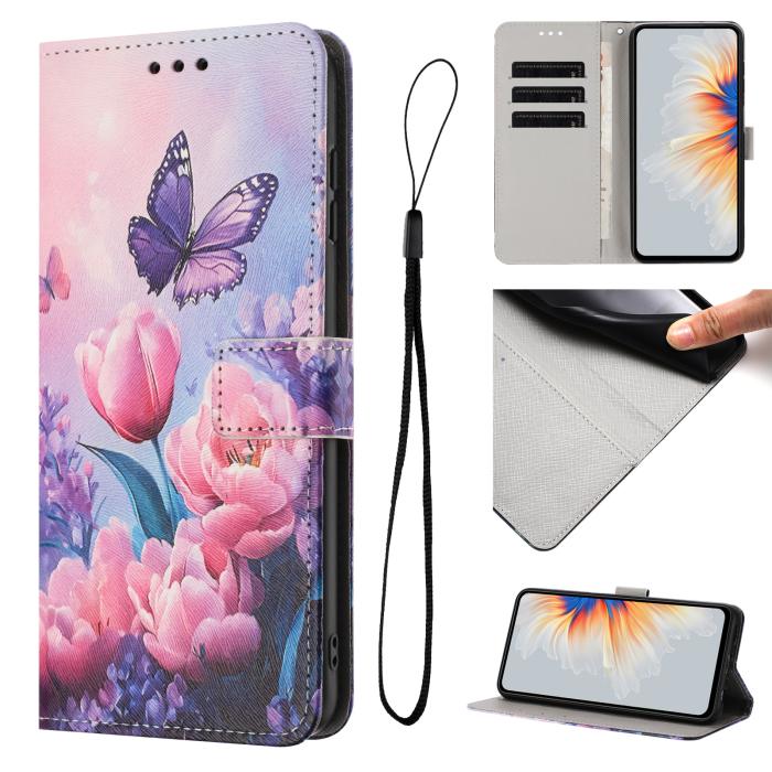 Bild 2,  Samsung Galaxy A27 5G Fodral Läder Blommor Rosa