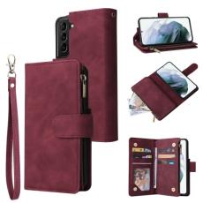  Samsung Galaxy S22 Fodral Multifunktionell L&auml;der Vinr&ouml;d