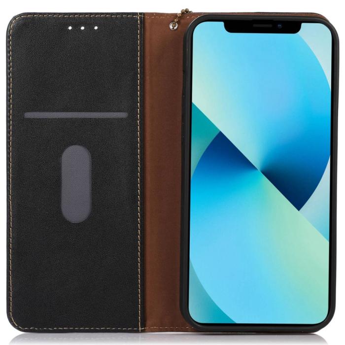 Bild 2, KHAZNEH KHAZNEH iPhone 15 Fodral RFID Flip Äkta Läder Svart