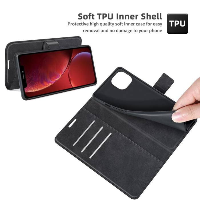 Bild 6,  iPhone 13 Fodral Solid Läder Svart
