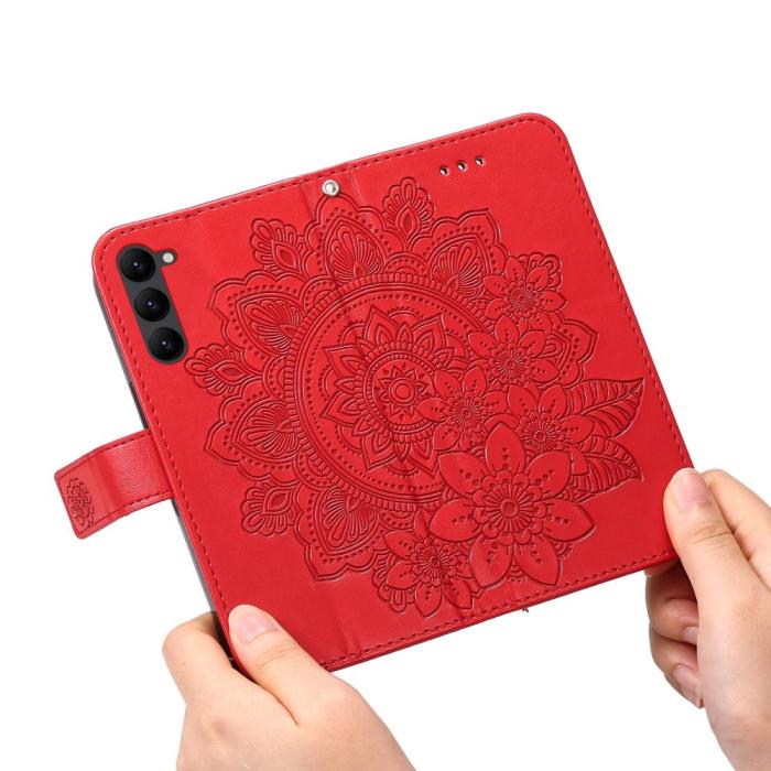Bild 5,  Samsung Galaxy S23 Fodral Mandala Läder Röd