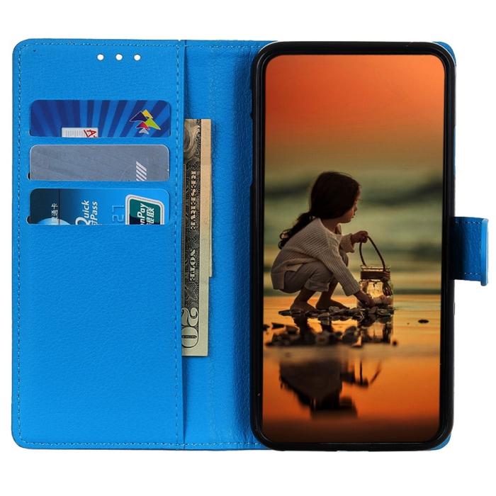 Bild 3,  OnePlus Nord 2T 5G Fodral Litchi Läder Blå