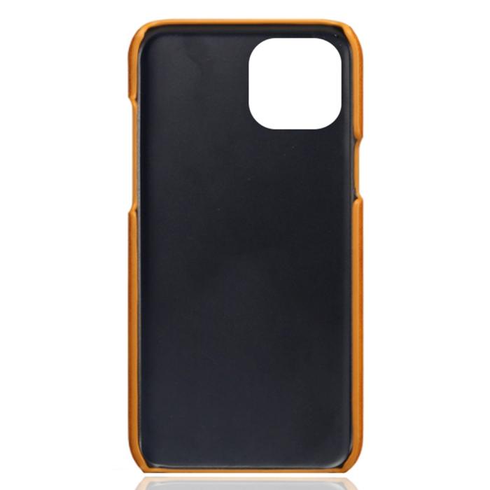 Bild 4,  iPhone 15 Plus Skal Läder Med 2 Kortfack Orange