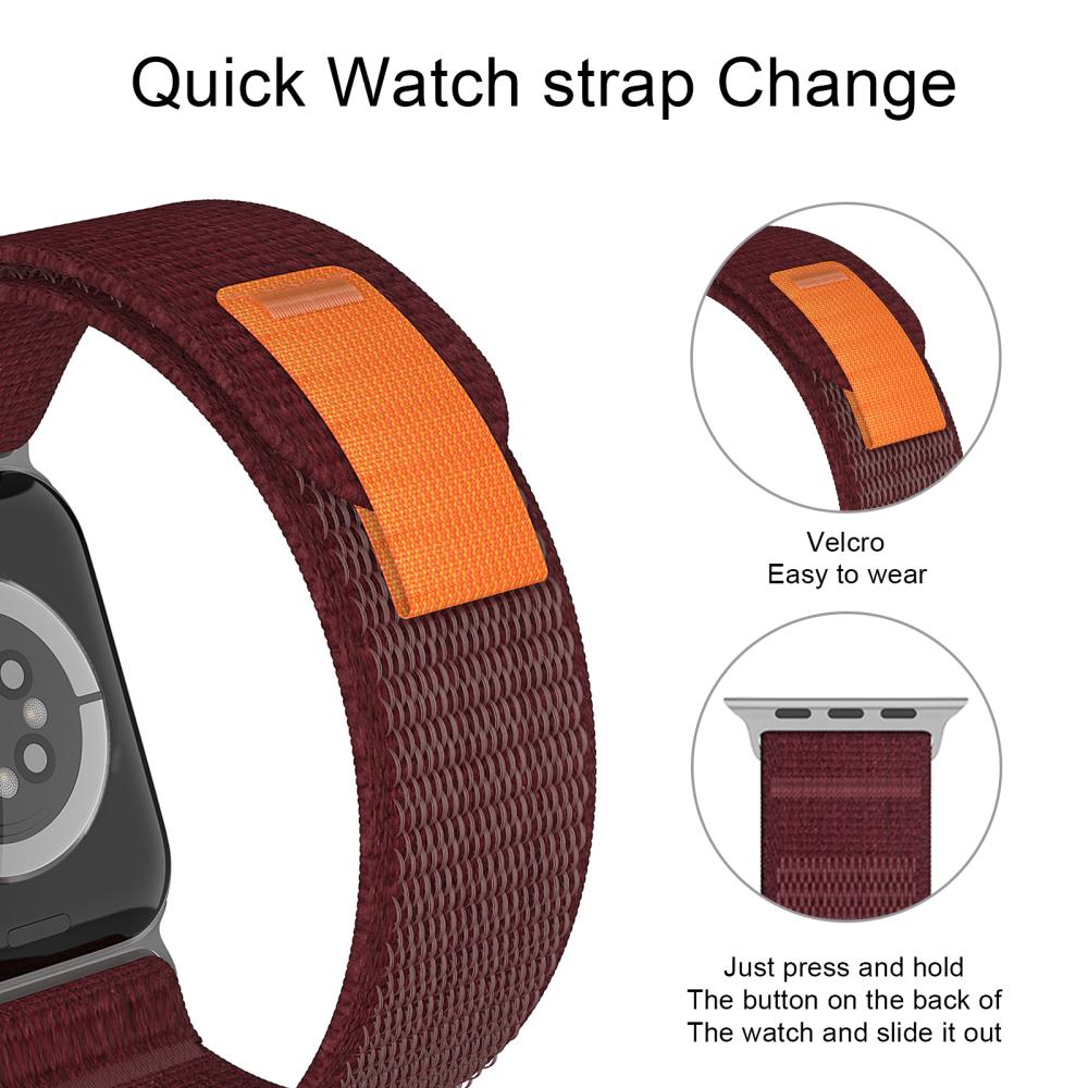 ColorPop Apple Watch 42/44/45/46/49 mm Armband Nylon Trail Loop Vinröd