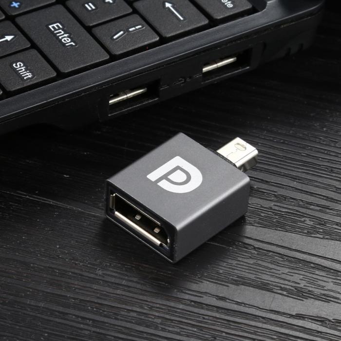 Bild 4,  DisplayPort Hona till Mini DisplayPort Hane Adapter Grå