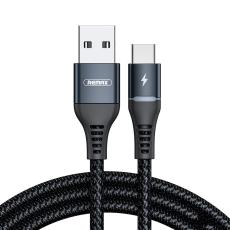 REMAX Remax 1m 2.4A USB-C Nylonkabel Med LED - Svart