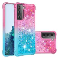  Samsung Galaxy S21 - Shockproof Quicksand Skal - Rosa/Bl&aring;