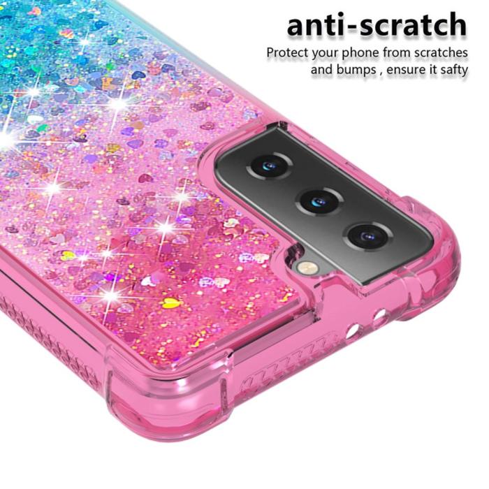 Bild 4,  Samsung Galaxy S21 - Shockproof Quicksand Skal - Rosa/Blå