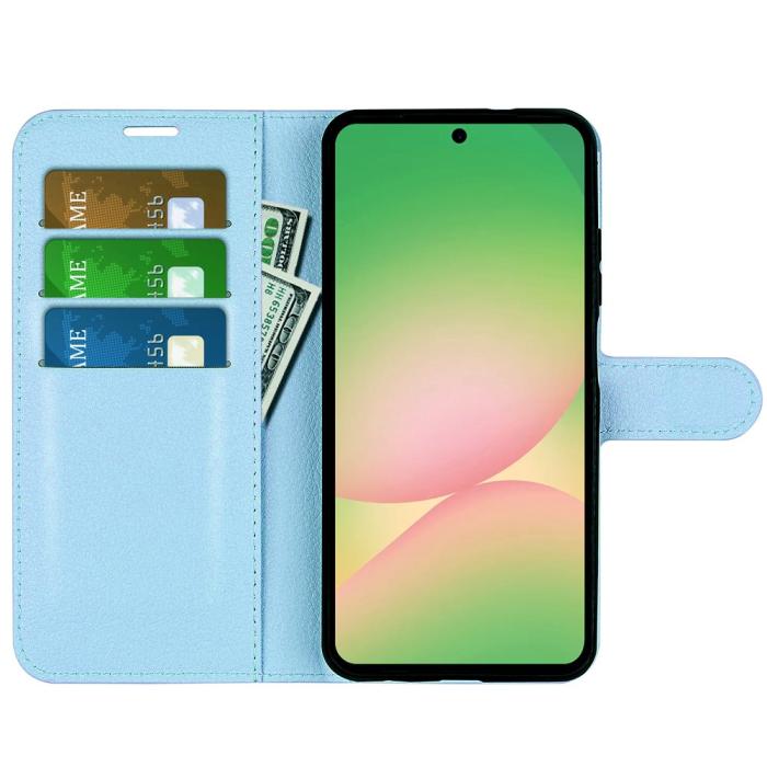 Bild 2,  Samsung Galaxy A57 5G Fodral Litchi Läder Blå