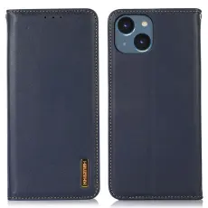KHAZNEH KHAZNEH iPhone 15 Fodral RFID Flip &Auml;kta L&auml;der Bl&aring;