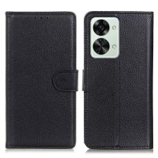  OnePlus Nord 2T 5G Fodral Litchi L&auml;der Svart