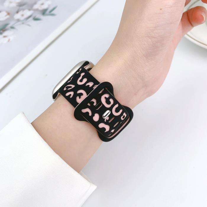 Bild 4,  Apple Watch 42/44/45/46/49 mm Klockarmband Leopard Svart/Rosa