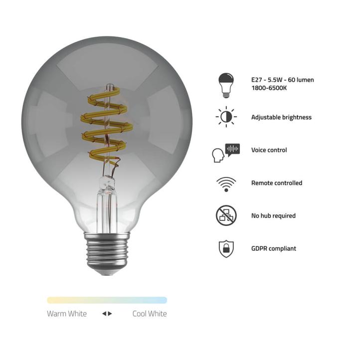 Bild 9, Hombli Hombli Smart Lampa Glödtråd E27 G95-Rök CCT