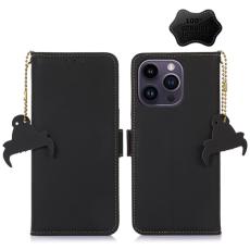  iPhone 15 Pro Max Fodral RFID &Auml;kta L&auml;der Svart