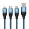 NILLKIN NILLKIN 4.4A 3in1 Lightning/USB-C/MicroUSB Laddningskabel Nylon Blå