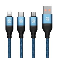 NILLKIN NILLKIN 4.4A 3in1 Lightning/USB-C/MicroUSB Laddningskabel Nylon Bl&aring;
