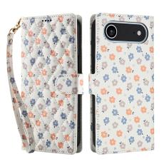  iPhone Air Fodral Rhombus L&auml;der Blommor Vit