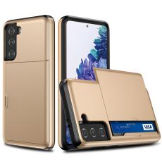  Samsung Galaxy S21 - Hybrid Skal Med Kortfack - Guld