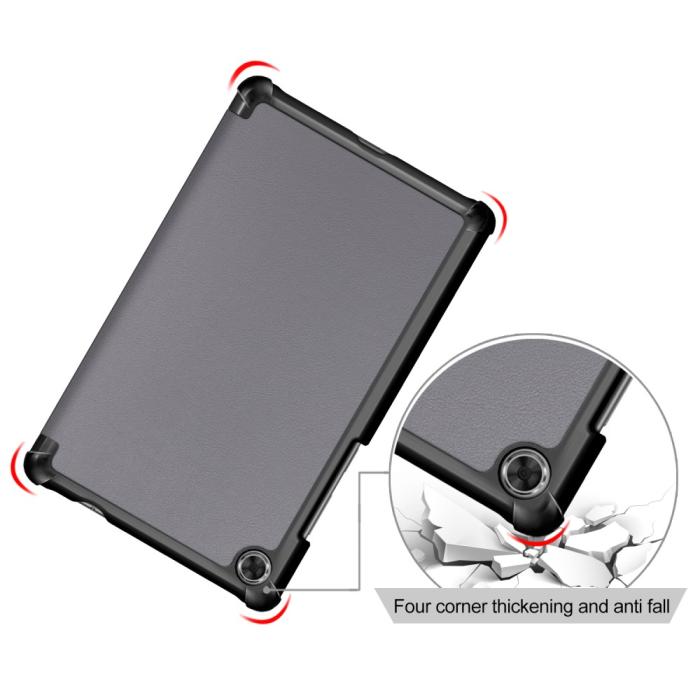 Bild 5,  Lenovo Tab M8 2nd Gen (HD) Litchi Tri-Fold Fodral Grå