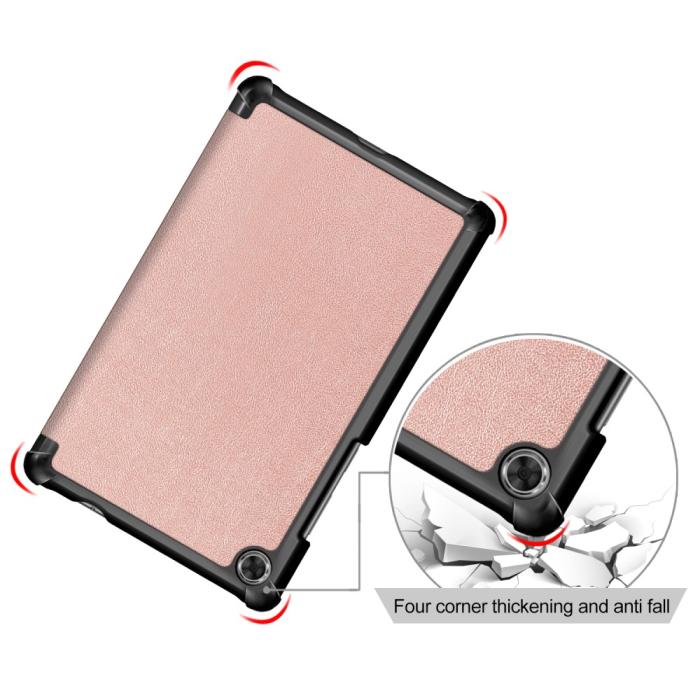 Bild 5,  Lenovo Tab M8 2nd Gen (HD) Litchi Tri-Fold Fodral Roséguld