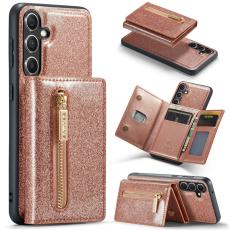 DG.MING DG.MING Galaxy S23 FE Skal Magnetisk Pl&aring;nbok Glitter Ros&eacute;guld
