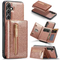 DG.MING DG.MING Galaxy S23 FE Skal Magnetisk Pl&aring;nbok Glitter Ros&eacute;guld