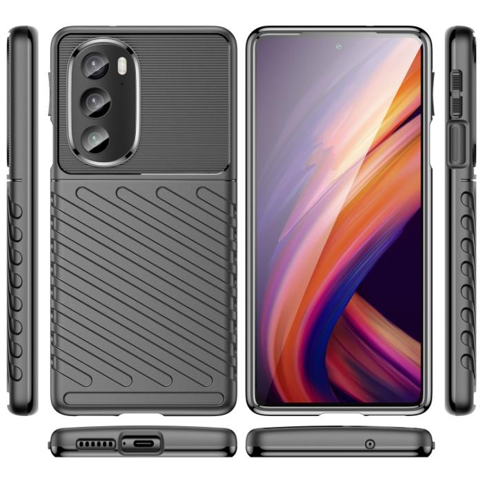 Bild 2,  Motorola Edge 30 Pro Skal Twill Textur Svart