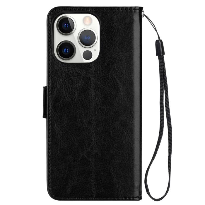 Bild 4,  iPhone 13 Pro Max Fodral Crazy Horse Läder Svart