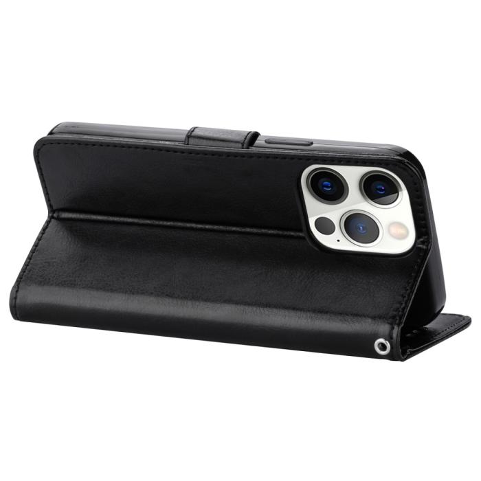 Bild 5,  iPhone 13 Pro Max Fodral Crazy Horse Läder Svart