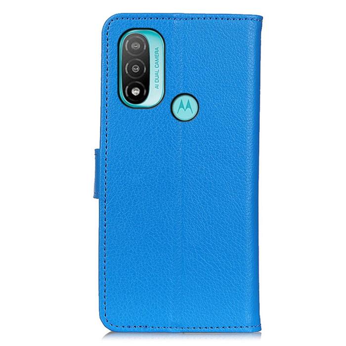 Bild 3,  Motorola Moto E20 / E40 Fodral Litchi Textur Blå