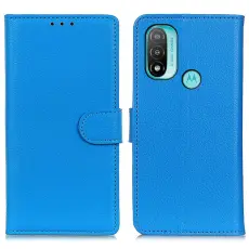  Motorola Moto E20 / E40 Fodral Litchi Textur Bl&aring;