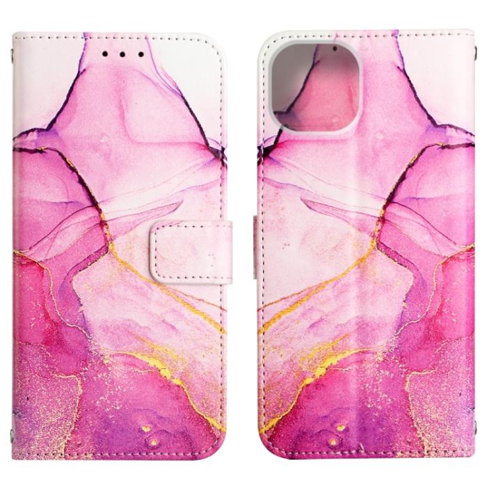 Bild 2,  iPhone 14 Fodral Marmor Rosa/Lila/Guld