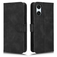  Sony Xperia 10 VI Fodral Skin Touch L&auml;der Fodral Svart