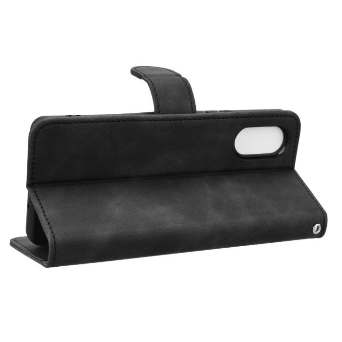 Bild 3,  Sony Xperia 10 VI Fodral Skin Touch Läder Fodral Svart