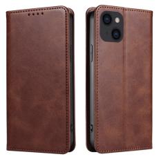  iPhone 15 Plus Fodral Flip L&auml;der Brun