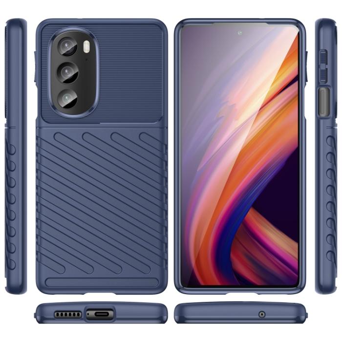 Bild 2,  Motorola Edge 30 Pro Skal Twill Textur Blå