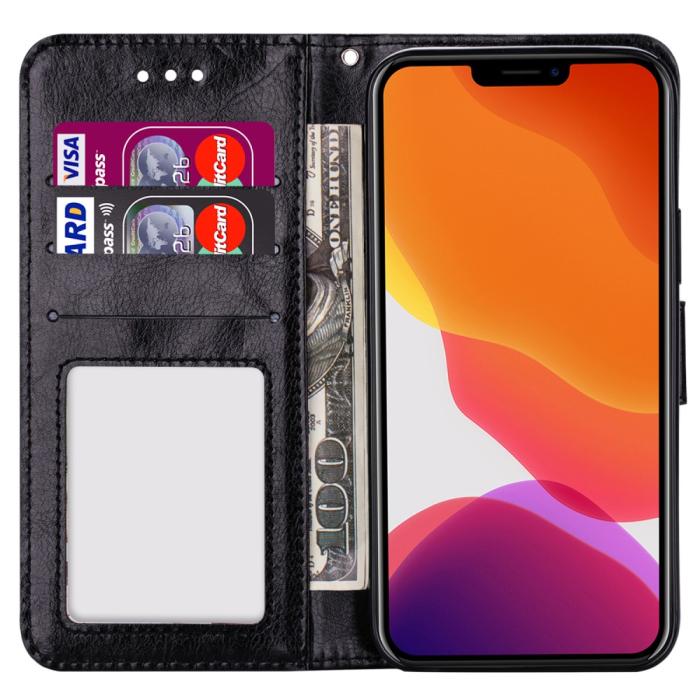 Bild 6,  iPhone 13 Pro Max Fodral Crazy Horse Läder Svart