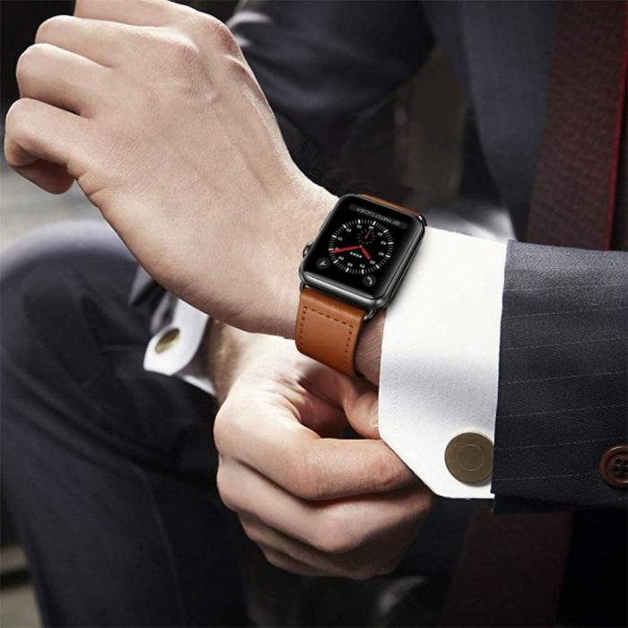Bild 4, Tech-Protect Tech-Protect Äkta Läder Armband Apple Watch 42/44/45/46/49 mm Brun