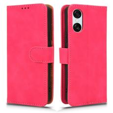  Sony Xperia 10 VI Fodral Skin Touch L&auml;der Fodral Rosa