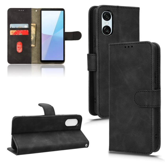 Bild 5,  Sony Xperia 10 VI Fodral Skin Touch Läder Fodral Svart