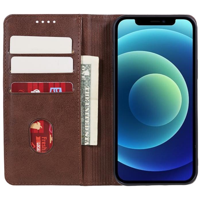 Bild 3,  iPhone 15 Plus Fodral Flip Läder Brun