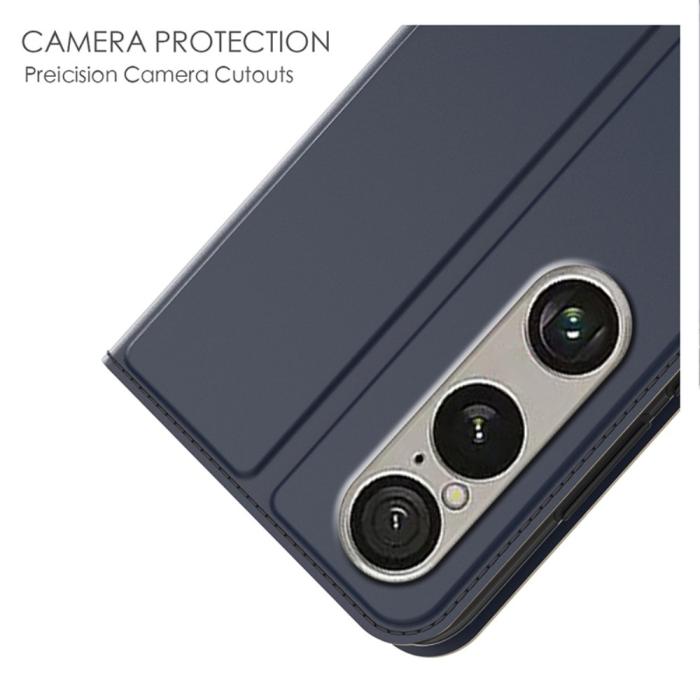 Bild 5,  Sony Xperia 1 VII Fodral Flip Läder Blå