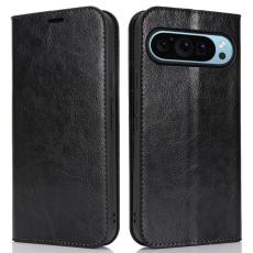  Google Pixel 9 Pro XL Fodral Crazy Horse L&auml;der Svart