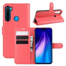  Xiaomi Redmi Note 8T - Litchi Pl&aring;nboksfodral - R&ouml;d