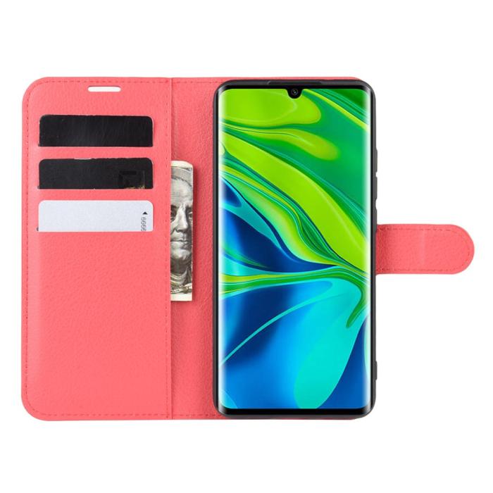 Bild 4,  Xiaomi Mi Note 10/10 Pro - Litchi Plånboksfodral - Röd