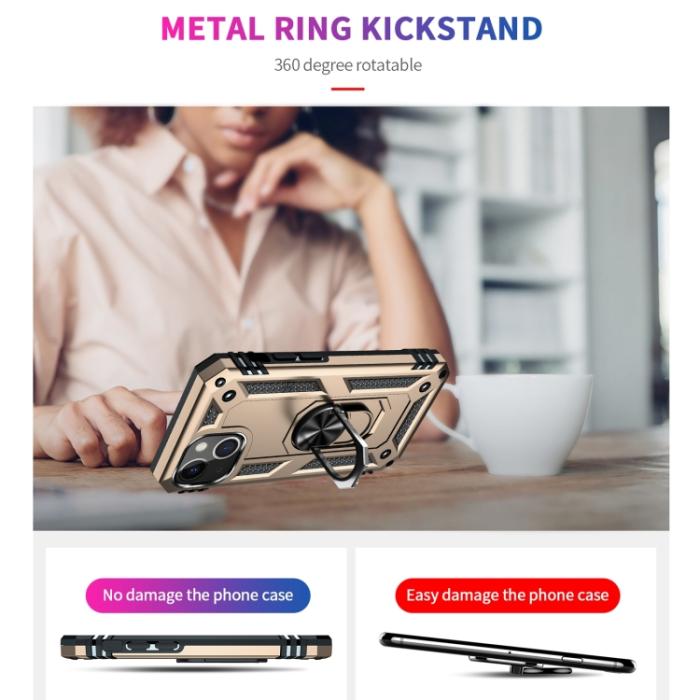 Bild 3,  iPhone 14 Plus Skal Shockproof Ring Guld